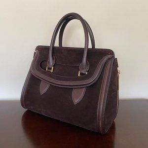 Alexander McQueen Leather Heroine Medium Satchel HandBag, Burgundy